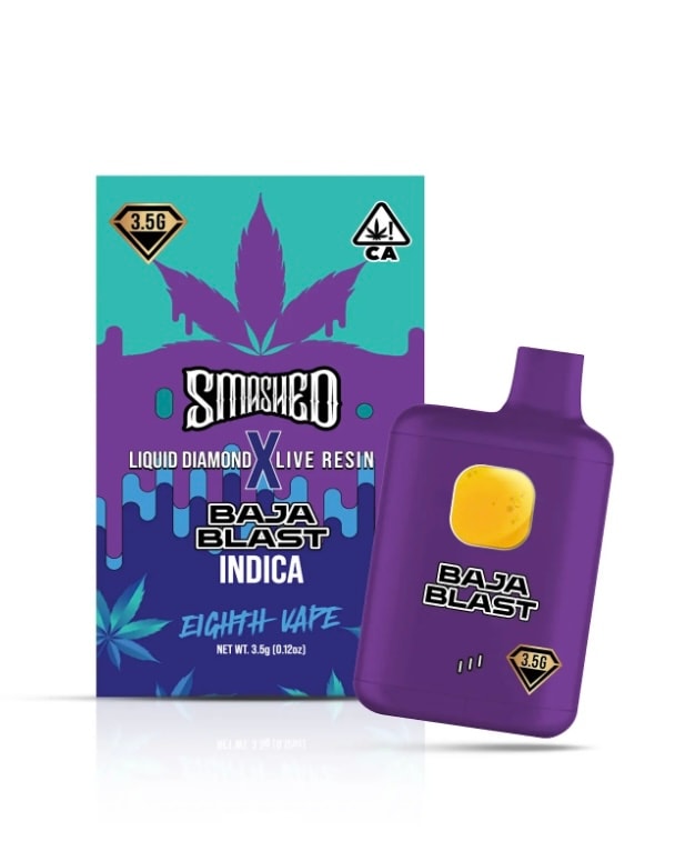3.5g Baja Blast INDICA Liquid Diamond x Live Resin Disposable Vape by Smashed