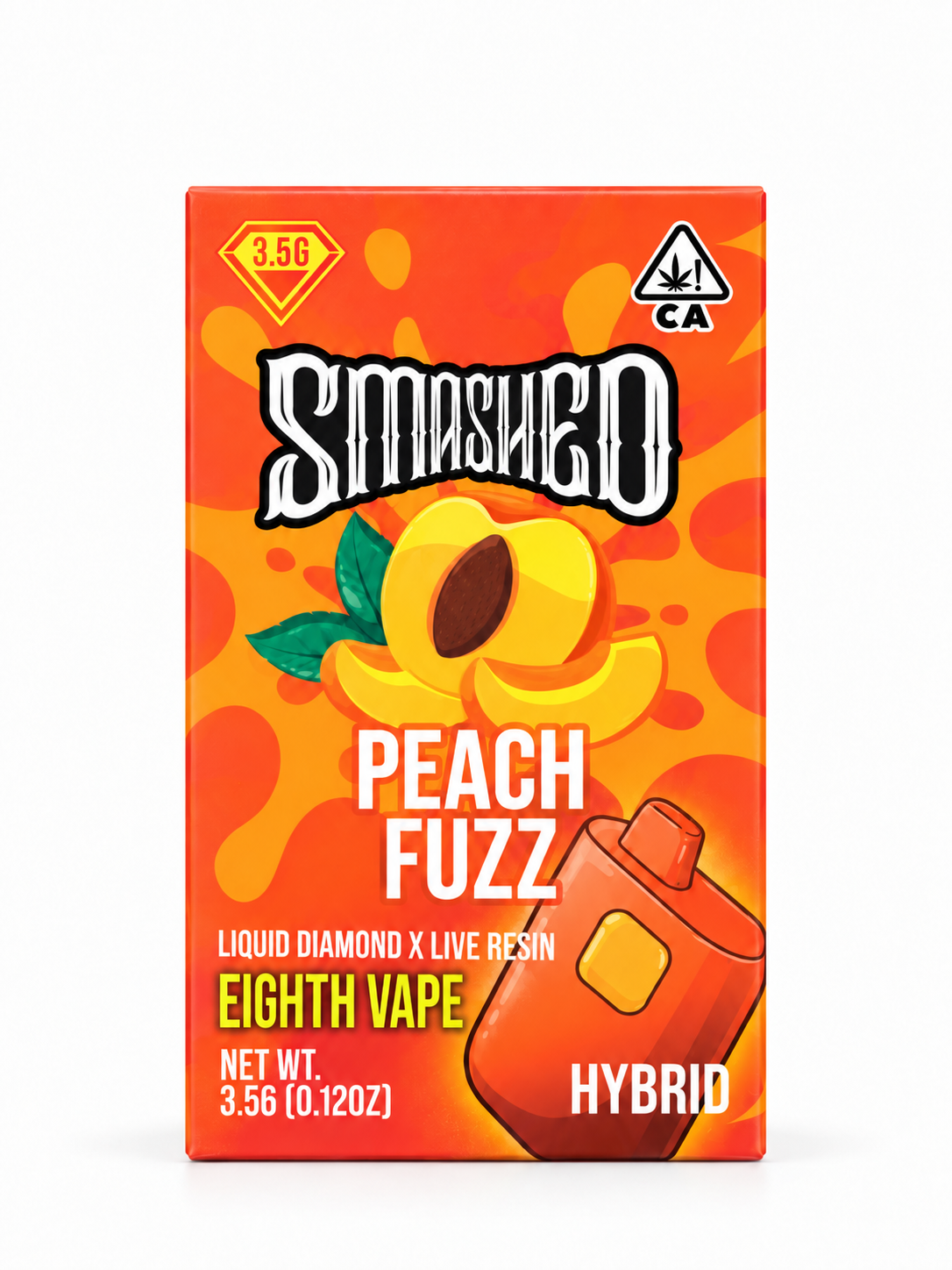 3.5g Peach Fuzz HYBRID Liquid Diamond x Live Resin Disposable Vape by Smashed