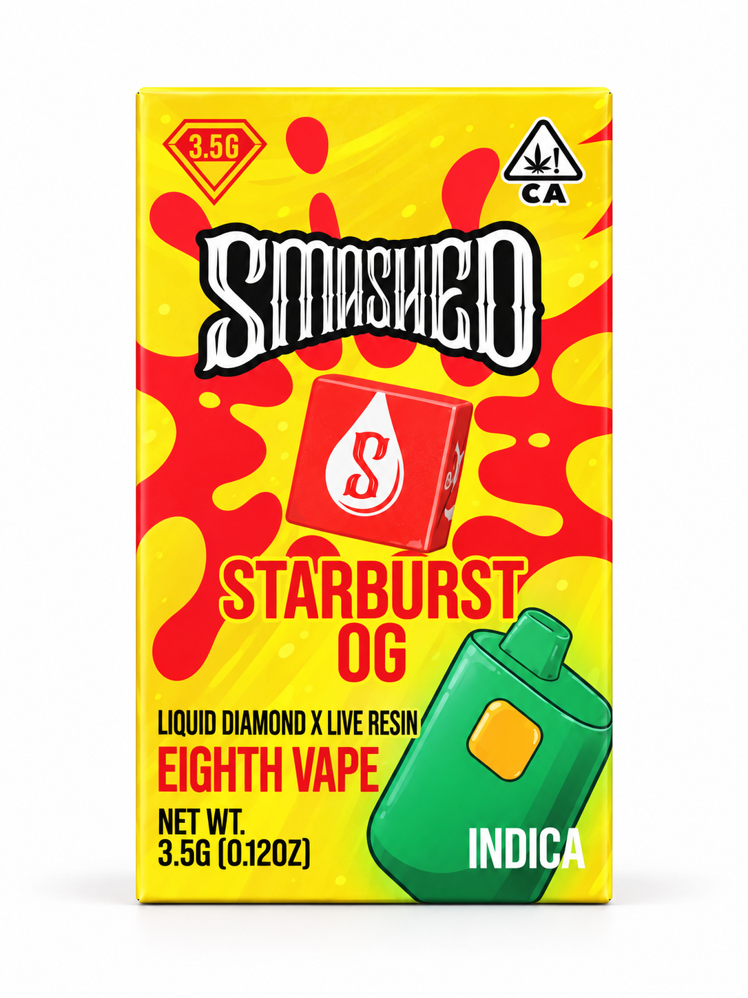 3.5g Starburst OG INDICA Liquid Diamond x Live Resin Disposable Vape by Smashed